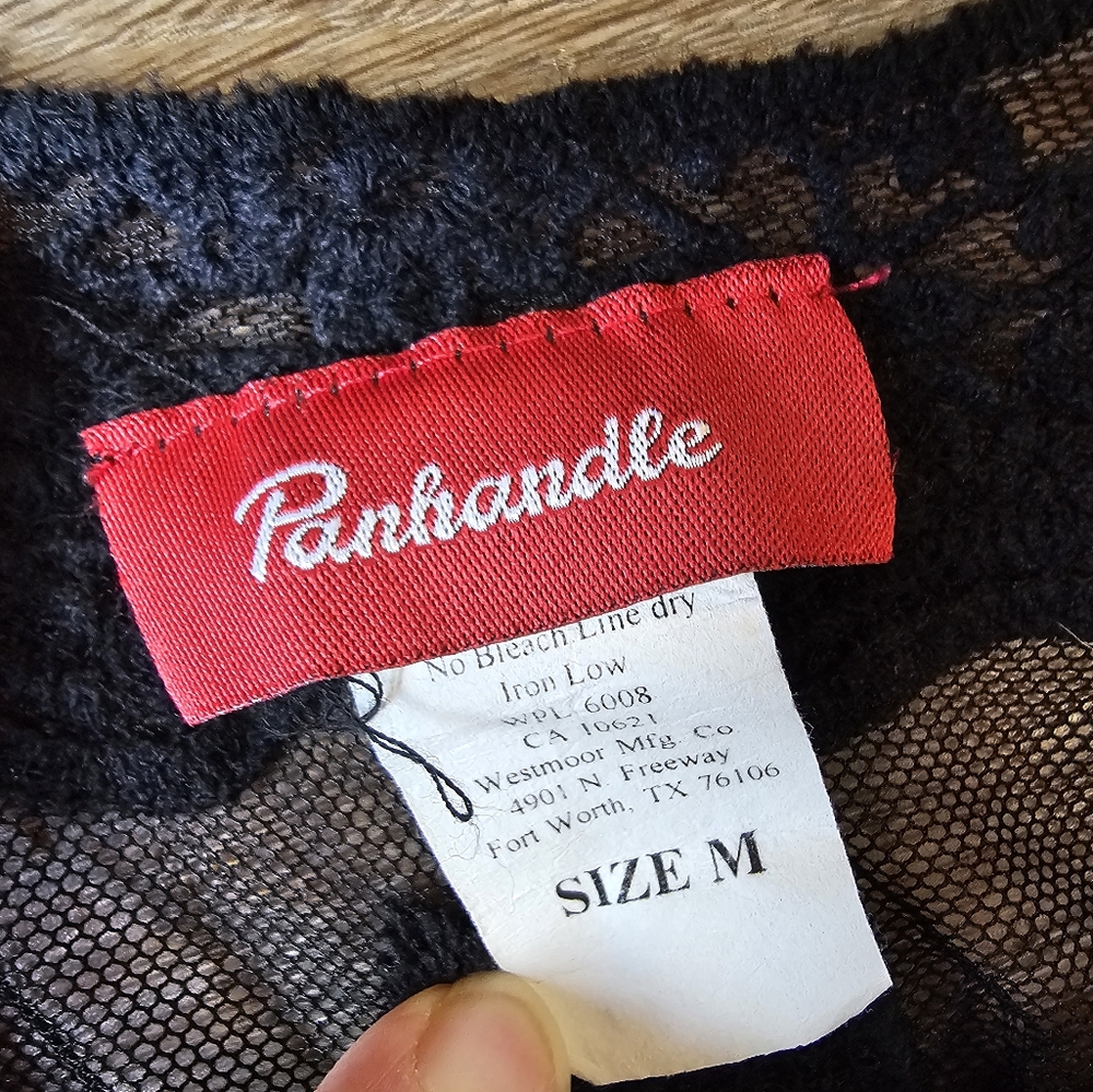 Gorgeous Panhandle Sleeveless Black Lace Rose Duster Kimono Cover with Fringe - Picture 6 of 7